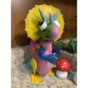 12" T x 7.5 W Yard Metal Triceratops WHIMSICAL Garden Statue Dinosaur